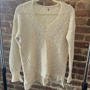 Rebecca Taylor metallic, cotton & linen sweater